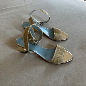 Frances Valentine Gold Heeled Sandals Size 9